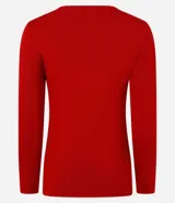 Blusa marrón de mangas largas confeccionada en viscosa, con cuello redondo y aberturas circulares en el busto con detalles metalizados.