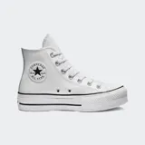 Zapatillas Converse Chuck Taylor All Star Lift de caña alta, color blanco, con plataforma y logo de la marca en el lateral.