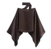 Blusa marrón de corte amplio con cuello halter y detalle de tachas plateadas en el ruedo.