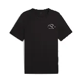 Remera negra de manga corta con cuello redondo y logo Puma Athletics estampado en el pecho.