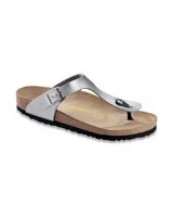 Sandalias con plantilla anatómica de corcho y látex, parte superior de Birko-Flor® y hebilla metálica ajustable.