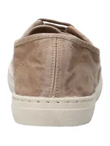 Zapatillas acordonadas color ocre, hechas en España con algodón orgánico.