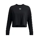 Camiseta Under Armour Rival Boxy LS de manga larga, color negro, corte boxy y crop, con logo estampado en el pecho.