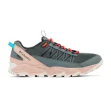 Zapatillas de trekking Columbia Flow Fremont, color gris con detalles en rosa y naranja.