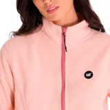 Campera polar Caterpillar para mujer, color violeta, con cierre frontal completo, cuello alto y bolsillos laterales.