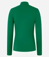 Campera deportiva color verde agua, confeccionada en microfibra, con cierre frontal, cuello alto, recortes en el frente y bolsillos laterales.