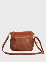 Cartera bandolera Hush Puppies de cuero sintético negro con detalles en gamuza. Tiene correa ajustable y cierre con solapa y cremallera.
