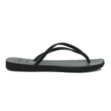 Chanclas negras marca Tropical Brasil, modelo Quadradihas, con tiras finas y plantilla texturizada.