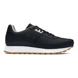 Zapatillas ligeras y transpirables, con diseño negro y suela de goma, ideales para uso diario.
