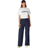 Pantalón azul marino de trabajo, corte wide leg.