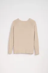 Buzo beige melange de cuello redondo y manga larga.