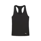 Musculosa deportiva Puma ESS Racerback, color negro con logo estampado en blanco en el frente.