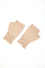 Guantes cortos de lana color rojo, sin dedos, con diseño de trenzas.