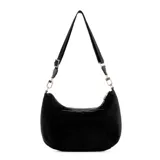 Cartera hobo Guess Eco Gemma de tamaño mediano, color negro, confeccionada en nylon reciclado. Presenta cierre superior con cremallera, varios bolsillos interiores, correa regulable con logo de la marca y logo triangular de Guess en el frente.