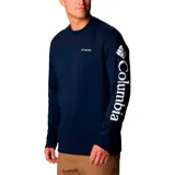 Buzo negro de cuello redondo con logo de Columbia estampado en el pecho. Puños y dobladillo acanalados.