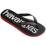 Ojotas Havaianas Top Logomania 2, con base blanca y logo de la marca en negro.