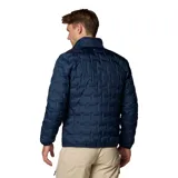 Campera Columbia Delta Ridge II Down para hombre, color negro, ideal para senderismo. Cuenta con forro termorreflectante Omni-Heat™, tecnología HeatSeal™ sin costuras, tejido hidrófugo Omni-Shield™, aislamiento de plumón de 650 hilos, cuello, puños y dobladillo ribeteados, protección de la barbilla y bolsillo con cremallera.