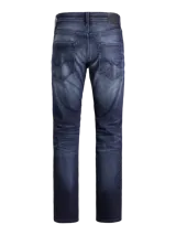 Jean de hombre Jack & Jones modelo Mike Original, corte tapered, color azul denim con efecto lavado.