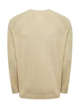Sweater color beige de tejido de punto liso, con cuello redondo y mangas largas. Ideal para uso casual.