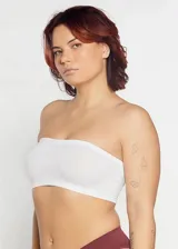 Soutien strapless negro de microfibra con copas removibles.