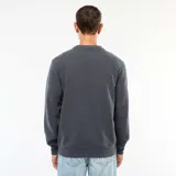 Sweater gris de punto fantasía con cuello redondo y mangas largas.