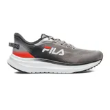 Championes de running Fila Racer Sky, color gris con detalles en negro y rojo, con capellada de malla transpirable y suela de goma con tecnología Energized.
