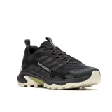 Championes de trekking Merrell Moab Speed 2, color negro con detalles en gris y suela beige.