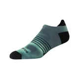 Medias deportivas New Balance unisex, modelo Pro Run Tab, color gris con detalles en verde y negro. Diseño tobillero con ajuste elástico y tecnología de absorción de humedad.
