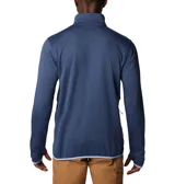 Campera polar Columbia Park View Fleece, color azul jaspeado, con cierre frontal completo, cuello alto, bolsillos laterales con cierre y bolsillo en el pecho con cierre vertical en color verde lima. Cuenta con tecnología Omni-Wick, puños elásticos con orificios para pulgares y protector de barbilla.