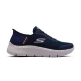 Championes Skechers Go Walk Flex color azul marino con cordones elásticos, capellada de malla y detalles sintéticos. Cuenta con plantilla Air-Cooled Memory Foam, media suela Ultra Go y tecnología Slip-ins con Heel Pillow.