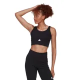 Top deportivo Adidas negro, de corte cropped y tejido acanalado.