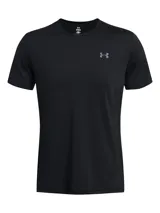 Remera deportiva negra Under Armour Vanish Elite Vent de manga corta con logo en el pecho.