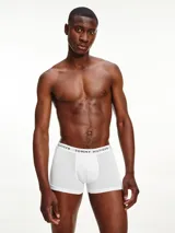 Boxer blanco de algodón con cintura elástica con logo Tommy Hilfiger. Pack de 3 unidades.