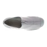 Zapatillas slip-on grises de malla y cuero, con cierre de cremallera frontal, suela de goma y tecnología Merrell Air Cushion.