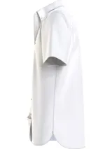 Camisa blanca de manga corta Tommy Hilfiger, corte regular, cuello abotonado y logo bordado en el pecho.