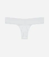 Bombacha colaless blanca de microfibra con laterales de encaje y doble hilo en la parte trasera.