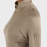 Buzo deportivo negro de manga larga con medio cierre frontal y efecto melange.