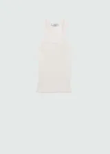 Musculosa azul marino de punto fino con tirantes finos y cuello redondo.