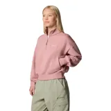 Buzo Columbia de mujer, color rosa, con medio cierre frontal, cuello alto y logo bordado en el pecho.