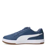 Championes Puma Caven 2.0 blancos con detalles en negro y dorado, con cordones y logo de la marca en el lateral.