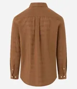 Camisa de hombre de manga larga, corte regular, color blanco, con cuello inglés y textura grid tejida en el plano.