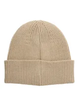Gorro beanie negro de punto acanalado con parche con el logo de Hush Puppies.