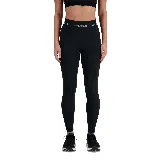 Calza deportiva larga de cintura alta New Balance, color negro, con logo de la marca en la cintura.