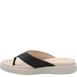 Sandalia tipo ojota color beige con plataforma y tira ancha blanca.