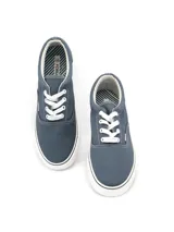 Zapatillas de lona con cordones, color gris, con suela de goma.