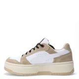 Championes urbanos Puma Rebound Femme Low Animal, color blanco, beige y dorado, con detalles de animal print en el lateral.