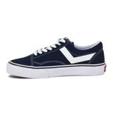 Zapatillas de lona color navy con detalles en blanco y diseño clásico de corte bajo.