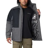 Campera Columbia Point Park II para hombre, color gris y negro, impermeable y transpirable con tecnología Omni-Tech, aislante térmico reflectante Omni-Heat, capucha ajustable, bolsillos laterales con cremallera, puños ajustables y dobladillo ajustable con ceñidor.