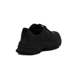 Championes deportivos casuales blancos para mujer, con suela gruesa y texturizada, cordones blancos y forro interior afelpado.