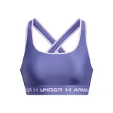 Top deportivo Under Armour color negro, con breteles cruzados en la espalda y banda elástica con el logo de la marca.